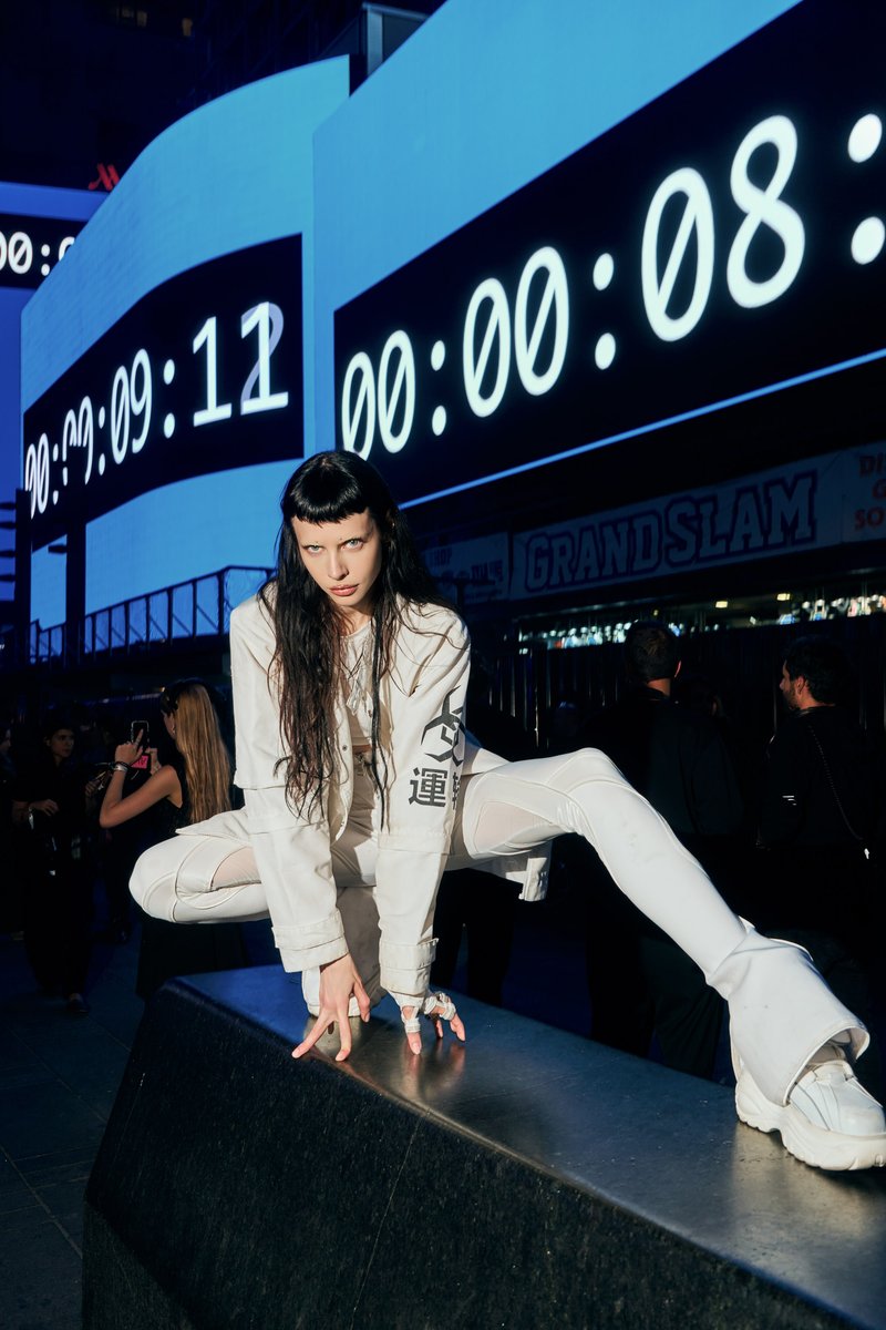 Street Style Portrait in Times Square at Night