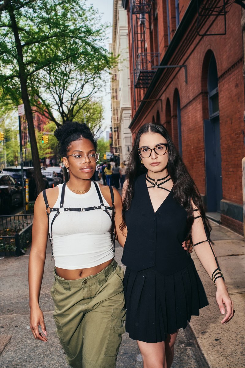 Friends Walking a Tree-Lined Brooklyn Street