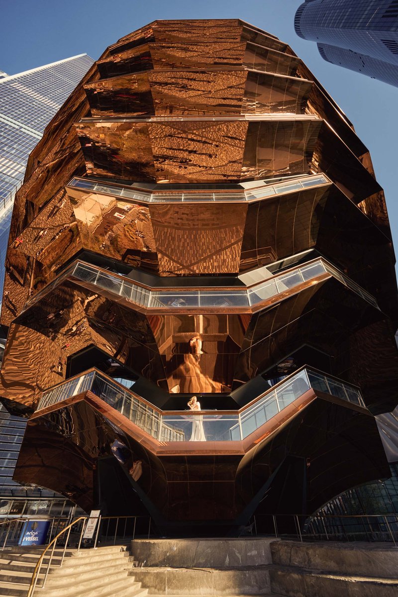 Bride Framed by the Vessel at Hudson Yards