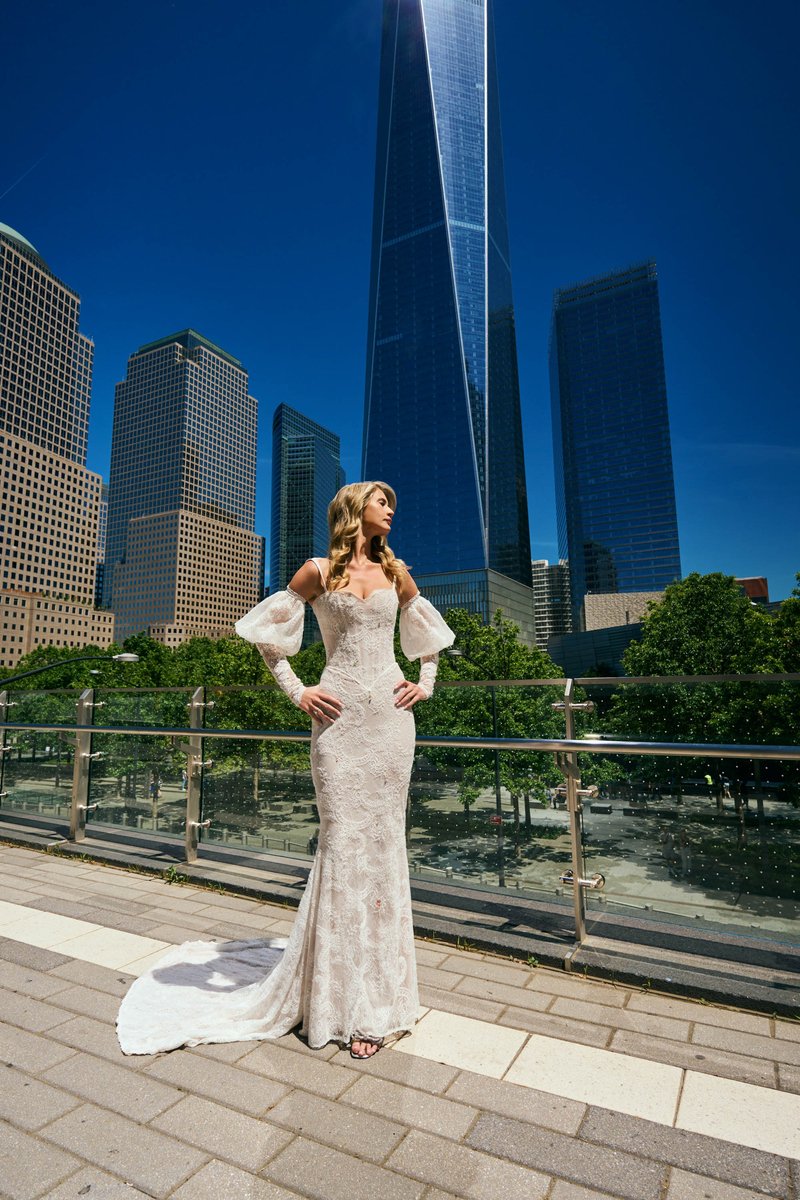 Bride at the World Trade Center Plaza in Manhattan