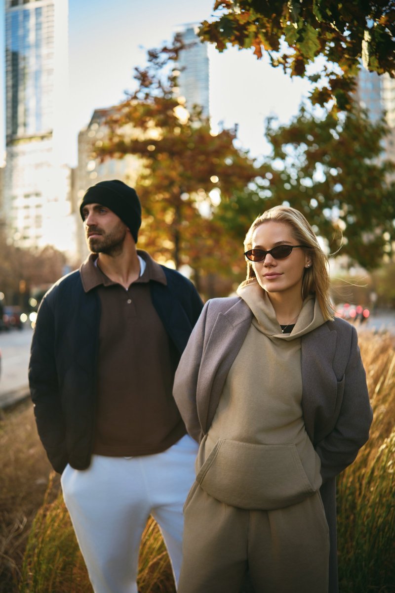 Couple Walking in Autumn Light by the Hudson
