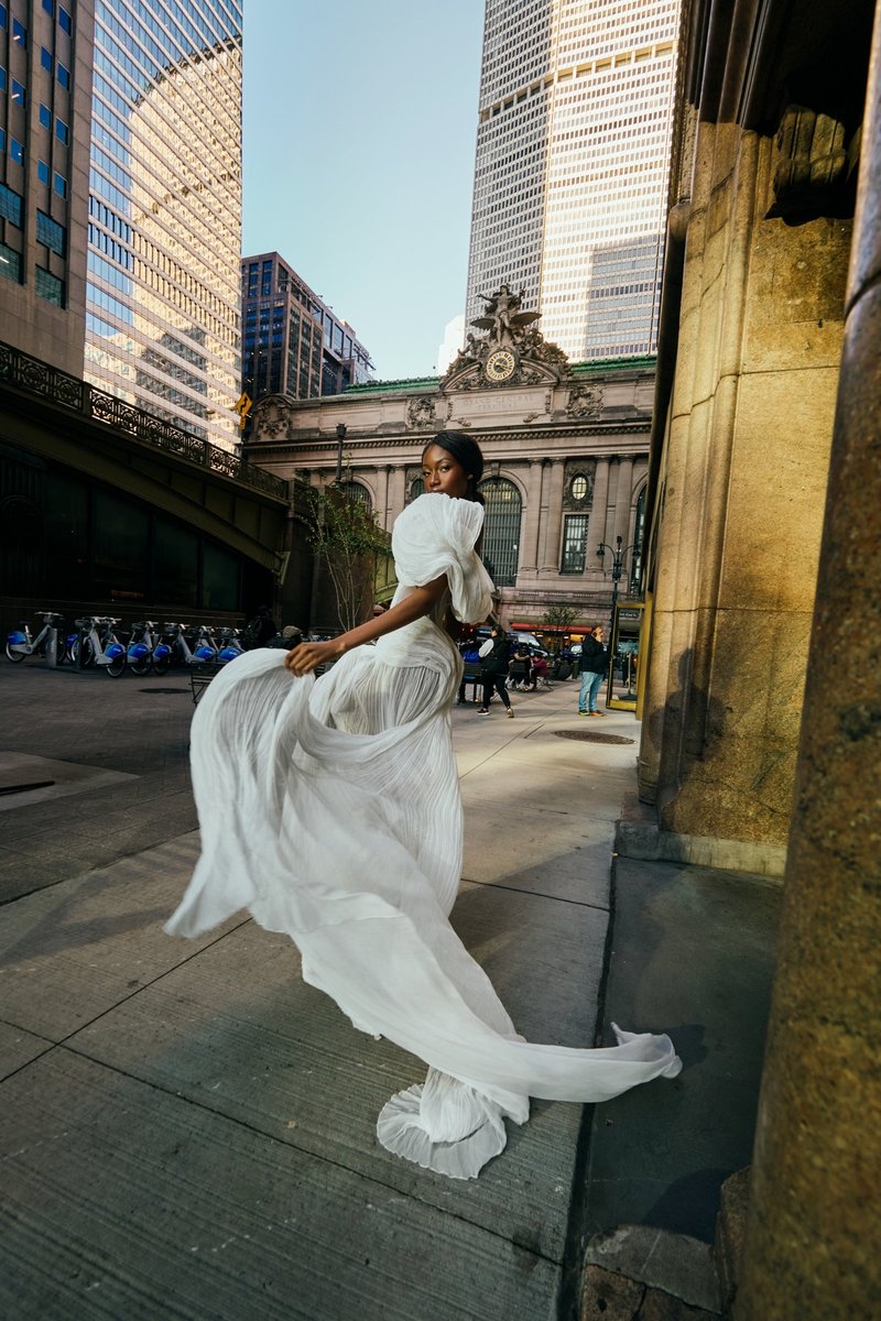 Model in a Flowing Gown by Grand Central Terminal