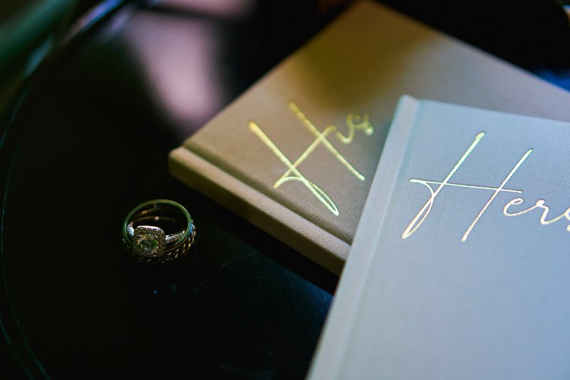Wedding Rings on His and Hers Vow Books