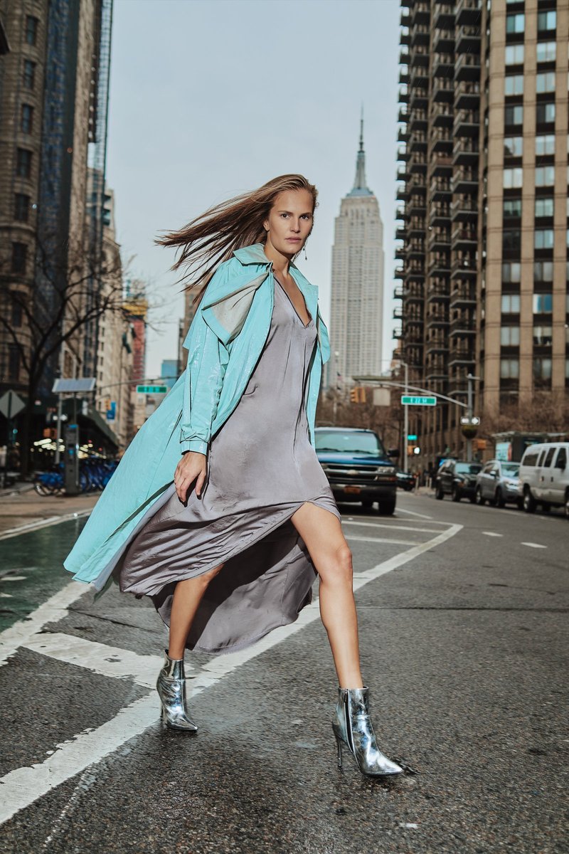 Model on a Street Facing the Empire State Building